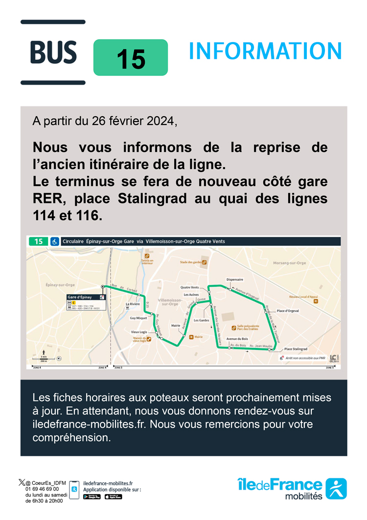 Note info voyageurs Modification terminus ligne 15 fev 2024